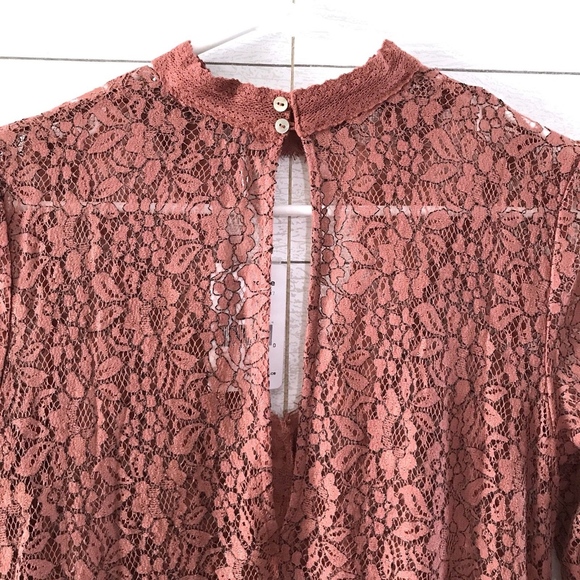 Free People Dusty Mauve Tell Tale Lace Mini Dress - Picture 8 of 8